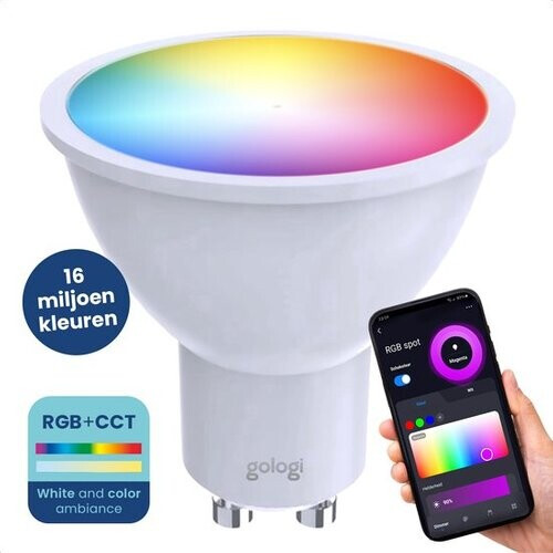 Tweedekans Gologi Slimme Spot - Smart Lamp - LED - Ledlamp - Warm Wit Licht - Smart GU10 - RGB - CCT - 700 Lumen - 5 kWh Tweedehands