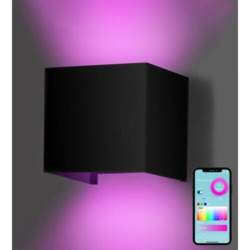 Tweedekans Gologi Slimme Wandlamp - Binnen en Buiten - Up Down Verlichting - Dimbaar - Industrieel - Smart Lamp - Buitenlamp - Waterdicht - Energiezuinig en Roestvrij - RGB - Met App - Zwart Tweedehands