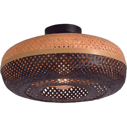 Tweedekans Good&Mojo Palawan plafonnière bamboe zwart – Ø40 x 15 cm Tweedehands