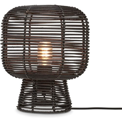 Tweedekans Good&Mojo TANAMI Tafellamp 30 cm – Zwart Rotan – Duurzaam Design – Ø27 cm Tweedehands