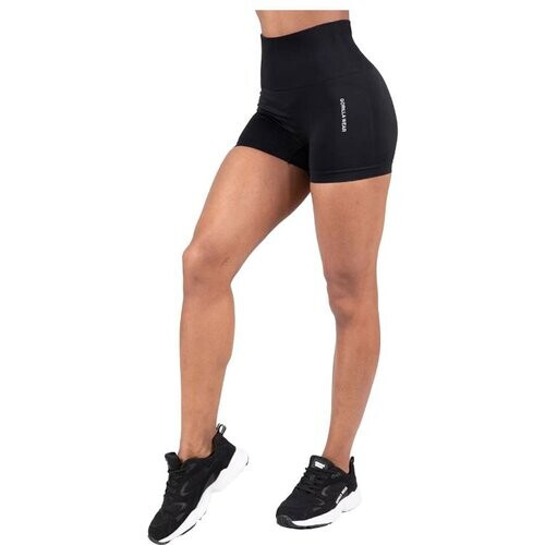 Tweedekans Gorilla Wear – Quincy Naadloze Shorts – Maat XS/S & Vierwegstretch – Voorzien Van Slim Fit En Hoge Taille – Voor Sport En Fitness – Zwart Nylon En Spandex Tweedehands