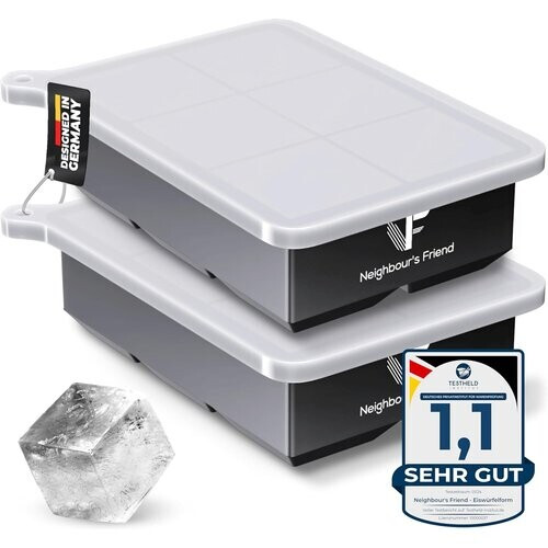 Tweedekans Grote ijsklontjesvorm 2-pack - XXL ijsblokjes Platinasiliconen voor ultiem genot - grote ijsblokjesvorm voor cocktails Tweedehands