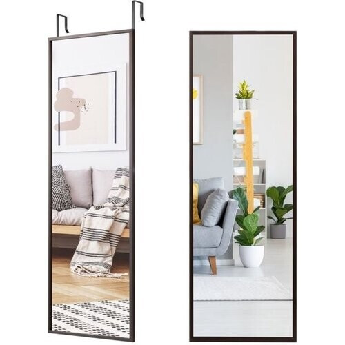 Tweedekans Grote Wandspiegel met in Hoogte Verstelbare Ophanghaken 36,5 x 1,5 x 107 cm Bruin Tweedehands