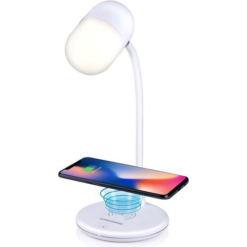 Tweedekans Grundig Bureaulamp Led 3-in-1 - Draadloze Telefoonoplader Qi Technologie - Bluetooth Speaker - Leeslamp - Wit Tweedehands