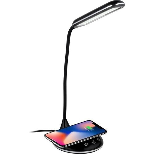 Tweedekans Grundig Bureaulamp met Telefoonoplader - Draadloos - USB - LED - Flexibel buigbaar - Zwart Tweedehands
