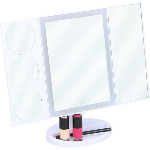 Tweedekans Grundig LED Make-Up Spiegel - 22 LEDS - Inclusief Kabel - Verschillende Vergrotingsspiegels - Inklapbaar Tweedehands