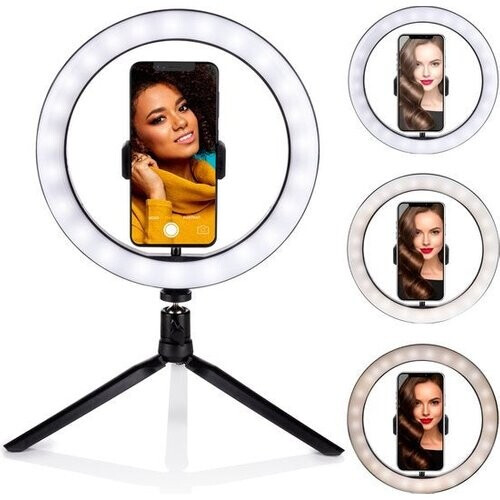 Tweedekans Grundig Selfie Ringlamp op Statief - Ring Light - voor Smartphone - Social Media en Vlogs - LED - Flexibel - 25 cm Tweedehands
