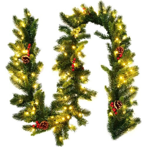 Tweedekans Guirlande met verlichting - Guirlande - Kerstguirlande - Kerstverlichting buiten - Kerstversiering - Kerst - 2.7 meter - 100 LED's Tweedehands