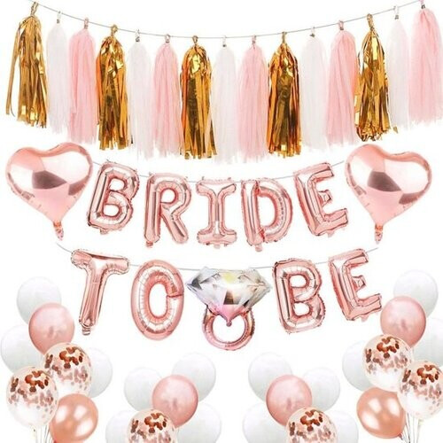 Tweedekans Happy Goods Bride to Be Versiering - Ballonnen & Accessoires - 32 Stuks - Vrijgezellenfeest Vrouw - Team Bride - Bachelorette Party - Slingers Tweedehands