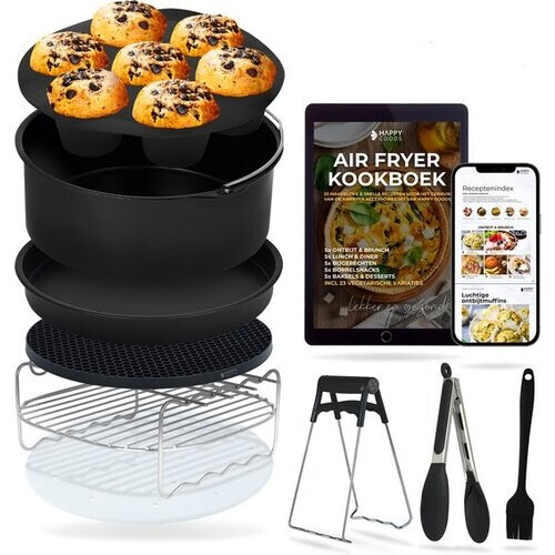 Tweedekans Happy Goods Heteluchtfriteuse XL Accessoires - geschikt voor Airfryer Accessoires - ⌀ 20 CM - Bakpapier - Siliconen Bakje - Bakvorm Rond - Muffin Bakvormen Tweedehands