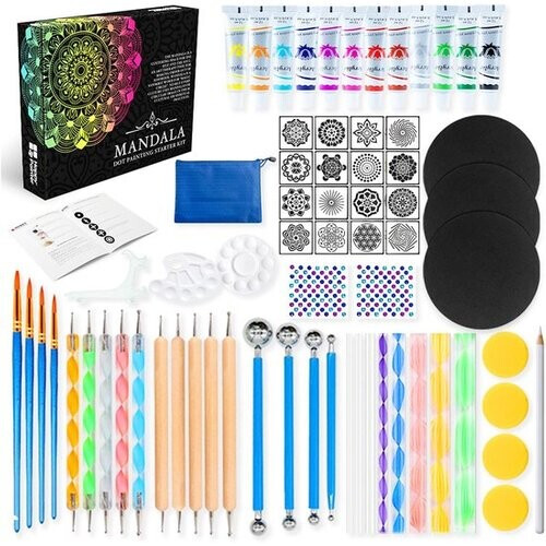 Tweedekans Happy Goods Mandala Dotting Tools - Nagelkunst Penselen - 74-delig - Dot Painting - Knutselpakket - Nailart - Sjablonen voor Volwassenen Tweedehands