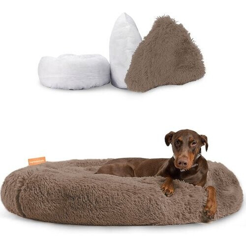 Tweedekans Happysnoots Donut Hondenmand 120cm - Bruin Hondenbed - Dog Bed - Wasbaar Hondenkussen Tweedehands