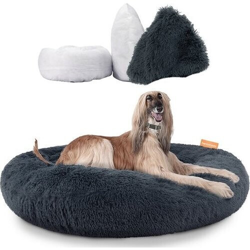 Tweedekans Happysnoots Donut Hondenmand 120cm - Extra Groot - Fluffy - Luxe Hondenbed - Dog Bed - Wasbaar - Grijs Tweedehands