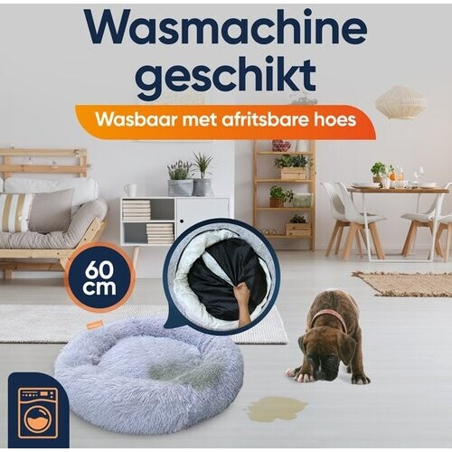 Tweedekans Happysnoots Donut Hondenmand 80cm - Bruin Hondenbed - Dog Bed - Hondenkussen Wasbaar Tweedehands