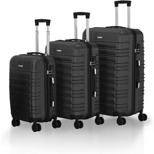 Tweedekans Harde Kofferset Rome - 3-Delig - ABS - Zwart Tweedehands