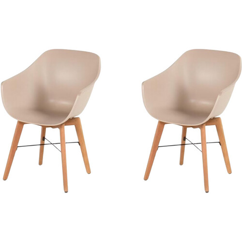Tweedekans Hartman Set van 2 IRIS Stoelen - Houten Onderstel - 42.5 cm Zithoogte - Beige Tweedehands