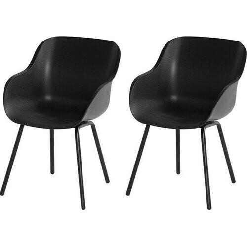 Tweedekans Hartman Sophie elegance tuinstoel - Zwart - set van 2 - zwart rondo onderstel Tweedehands