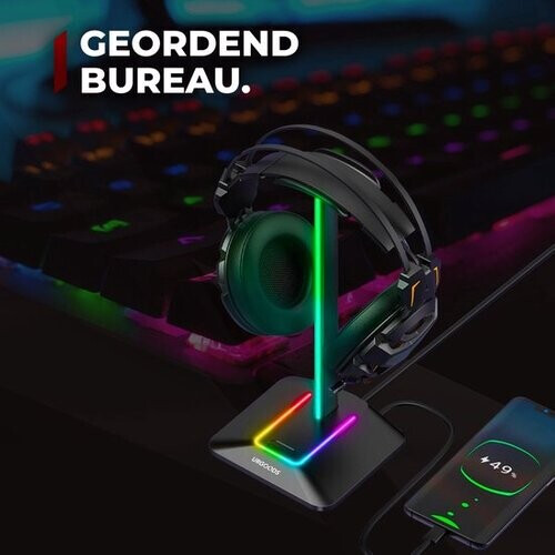 Tweedekans Headset Stand - Koptelefoonhouder - Standaard - Met LED Licht en Kabel Organizer Tweedehands