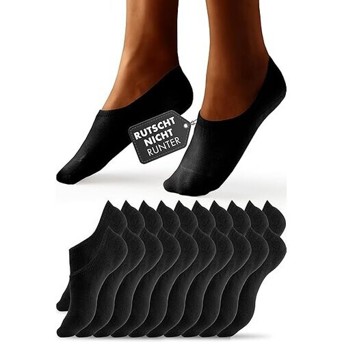 Tweedekans HELDENWERK 10 paar enkelsokken voor dames en heren, onzichtbare sneakersokken, ademend en comfortabel - Maat 39-42 - in zwart, Tweedehands