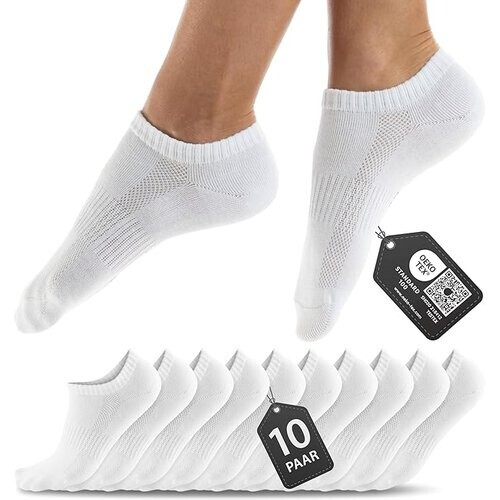 Tweedekans Heldenwerk 10 paar premium sneakersokken voor dames en heren - Korte sokkenset van gekamd katoen - Comfortabele tailleband zonder knellende naden - Unisex sportsokken - Maat 43-46 Tweedehands