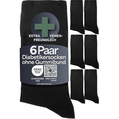 Tweedekans HELDENWERK Comfort sokken voor dames en heren, 6 paar, comfortabele sokken zonder elastische tailleband en naad van 97% katoen, extra brede gezondheidssokken met comfortabele band - Maat35-38 Tweedehands