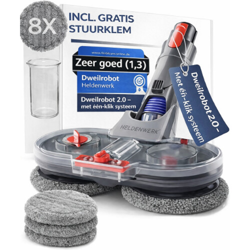 Tweedekans HELDENWERK Dweilopzetstuk voor Dyson V6 stofzuiger, Dyson accessoires, dweilopzetstuk, elektrische vloerwisser met watertank, vulreservoir en 8 wasbare mops Tweedehands