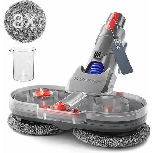 Tweedekans HELDENWERK Dweilopzetstuk voor Dyson V7/V8/V10/V11/V15/Gen5 stofzuiger, Dyson accessoires, dweilopzetstuk, elektrische vloerwisser met watertank, vulreservoir en 8 wasbare mops Tweedehands