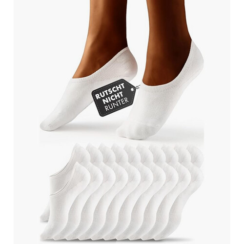 Tweedekans HELDENWERK - Enkelsokken & Sneakersokken - 10 Paar - Wit Katoen - Ademend & Naadloos - Maat 47-50 - Anti-Slip & Extra Comfort - Unisex Tweedehands