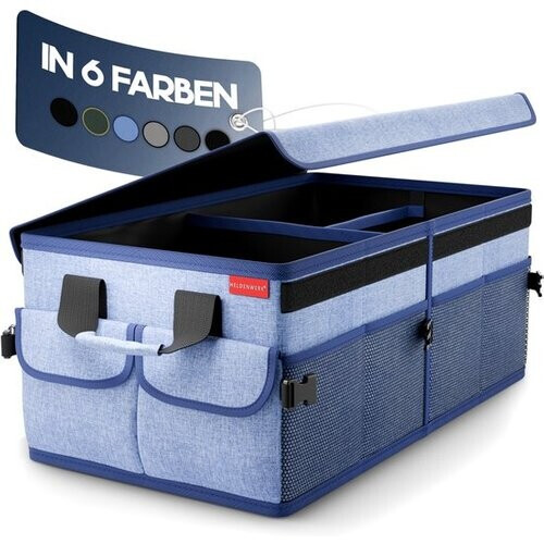 Tweedekans HELDENWERK Premium kofferbak organizer met deksel, stevig & antislip - Opvouwbare kofferbaktas, groot met dubbele bodem - Kofferbakbox, kofferbak organizer box Tweedehands