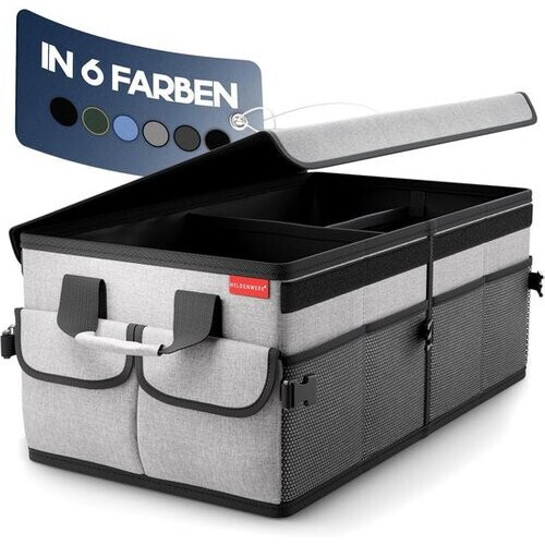 Tweedekans HELDENWERK Premium kofferbak organizer met deksel, stevig & antislip - Opvouwbare kofferbaktas, groot met dubbele bodem - Kofferbakbox, kofferbak organizer box Tweedehands