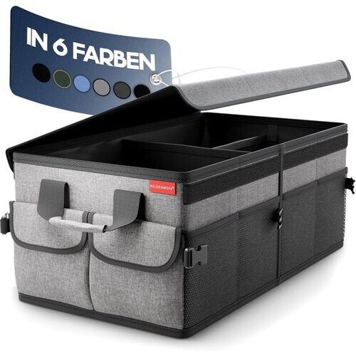 Tweedekans HELDENWERK Premium kofferbak organizer met deksel, stevig & antislip - Opvouwbare kofferbaktas, groot met dubbele bodem - Kofferbakbox, kofferbak organizer box Tweedehands