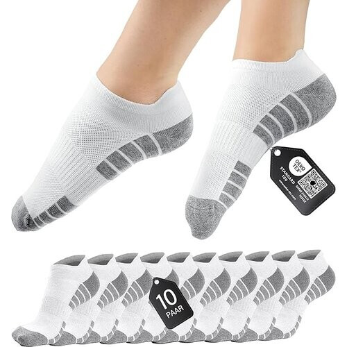 Tweedekans Heldenwerk Sneakersokken voor dames en heren 10 paar - Korte sportsokken met ademend katoen - Unisex hardloopsokkenset - Maat 43-46 Tweedehands