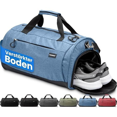 Tweedekans Heldenwerk Sporttas met schoenenvak en nat vak, trainingstas voor dames en heren, ideaal als reistas, fitnesstas, trainingstas of sporttas, Donkerblauw, Sporttas met schouderriem Tweedehands