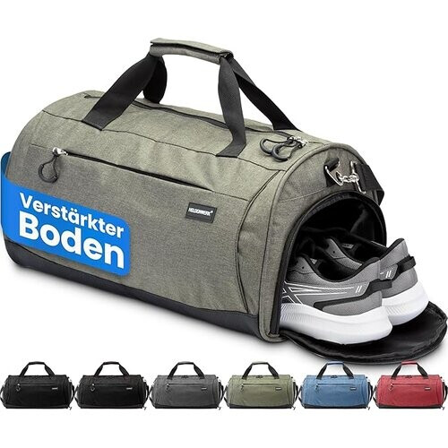 Tweedekans Heldenwerk Sporttas met schoenenvak en natte vak – trainingstas voor dames en heren - 48x26x25 cm - 30L - Groen Tweedehands