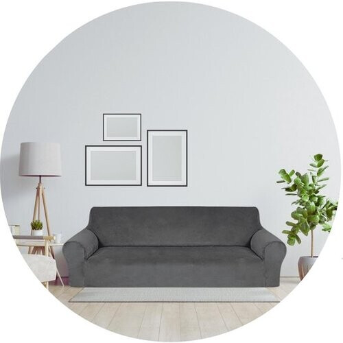 Tweedekans Hilvard - Bankhoes 4 zitsbanken - (230 - 275 cm) - Grijs - Velvet - Stretch - Bankbeschermer - Meubelhoes - Tegen beschadigingen en vlekken - Zetelhoes - Zetelovertrek Tweedehands
