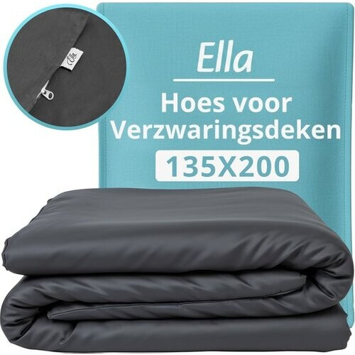 Tweedekans Hoes voor de verzwaringsdeken van Ella 135 x 200 CM - 7 KG & 9 KG - Overtrek Hoes van 100% biologisch katoen - Antraciet Tweedehands