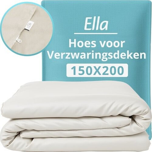 Tweedekans Hoes voor de verzwaringsdeken van Ella 150 x 200 CM - 7 KG & 9 KG - Overtrek Hoes van 100% biologisch katoen - Organisch Wit Tweedehands