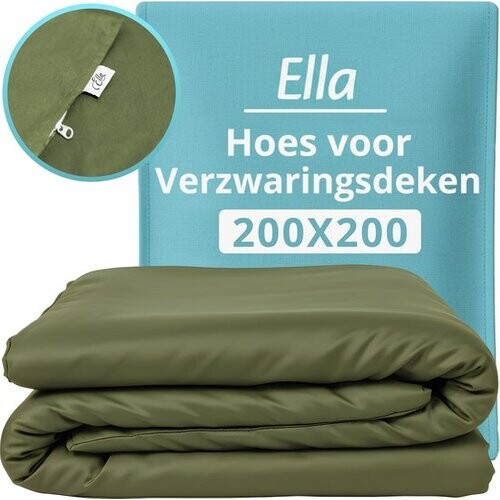 Tweedekans Hoes voor de verzwaringsdeken van Ella 200 x 200 CM - 11 KG & 13 KG - Overtrek Hoes van 100% biologisch katoen - Olijf Groen Tweedehands