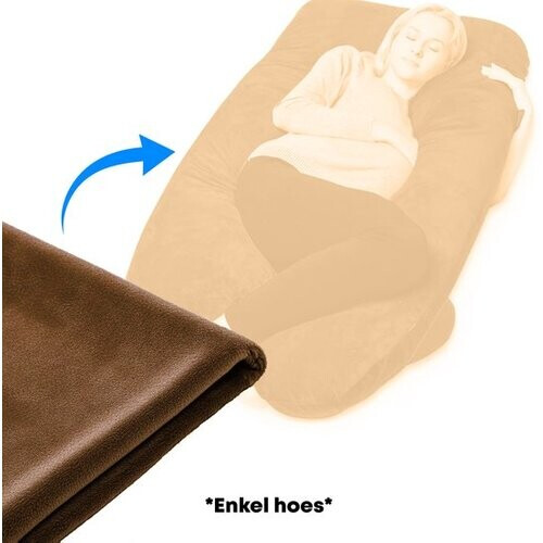 Tweedekans Hoes voor Zwangerschapskussen Earkings Zijslaapkussen U vorm 140x80cm - Bruin Tweedehands