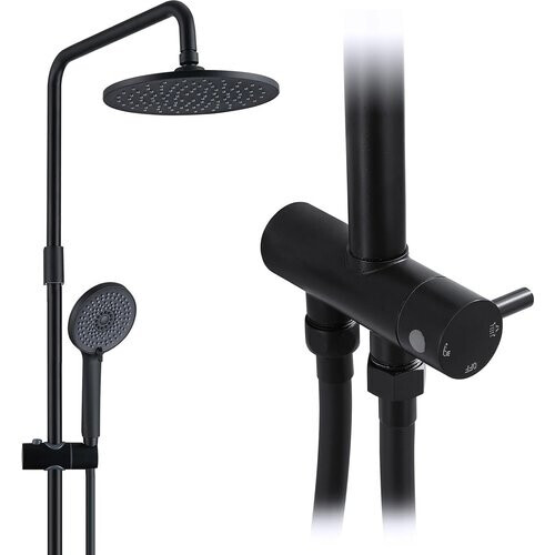 Tweedekans Homelody Regendouche Set zonder Kraan - Handdouche met 4 Standen - Hoofddouche 9 inch - Hoogte 101,4 cm - Roestvrij Staal - Mat Zwart Tweedehands