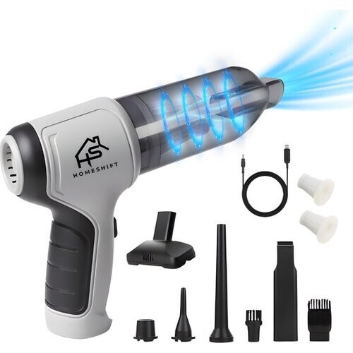 Tweedekans HomeShift® Auto Stofzuiger Draadloos V2 - Kruimelzuiger - Handstofzuiger - Kleine Stofzuiger - Draadloze stofzuiger - Air Duster - Nat & Droog - Grijs Tweedehands