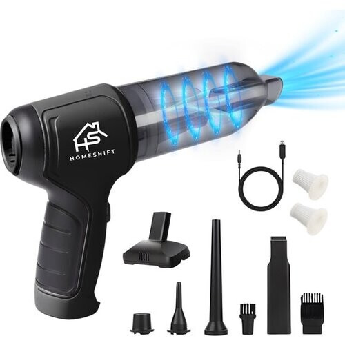 Tweedekans HomeShift® Auto Stofzuiger Draadloos V2 - Kruimelzuiger - Handstofzuiger - Kleine Stofzuiger - Draadloze stofzuiger - Air Duster - Nat & Droog - Zwart Tweedehands