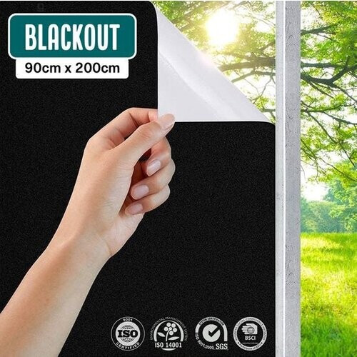 Tweedekans Homewell - [90x200cm] Verduisteringsdoek HR++ Raamfolie 100% Verduisterend Blackout - Anti Inkijk, Isolerend en Zonwerend - Herbruikbaar - Statisch \u2013 Zwart/Wit Tweedehands