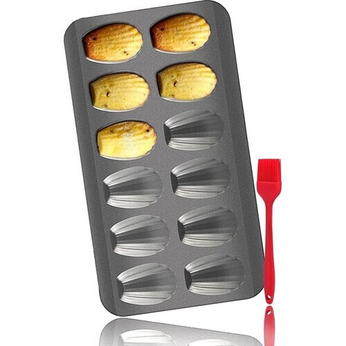 Tweedekans Homewell - Madeleine Bakvorm met 12 Schelpvormpjes - Antiaanbaklaag | Incl. Kwast & E-book Tweedehands