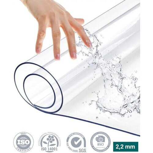 Tweedekans HOMEWELL Tafelbeschermer Transparant Glashelder 90x160cm - Doorzichtig Tafelzeil - Tafelkleed - Anti Slip en Hittebestendig - 2,2 mm Tweedehands