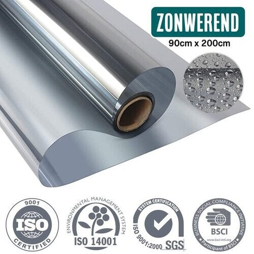 Tweedekans Homewell Zonwerende HR Raamfolie 90x200cm - Statisch Isolerende folie met Spiegeleffect - Zilver (incl. Rakel) Tweedehands