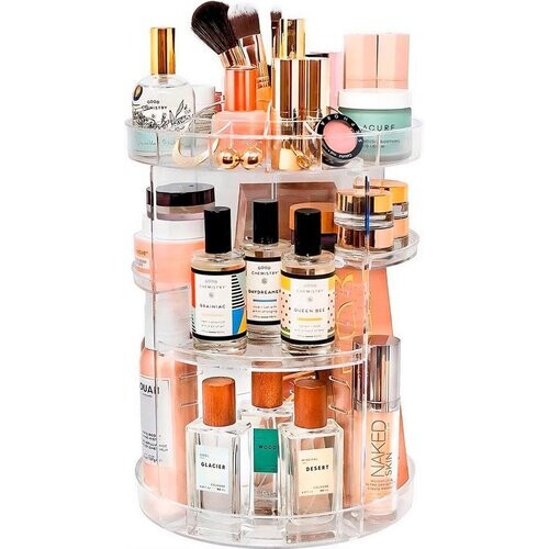 Tweedekans Homewize Abode - Make Up Organizer Transparant - 360 Graden Roterende Displaystandaard - Sieradendoos - Makeup & Nagellak Organizer - Acryl Tweedehands