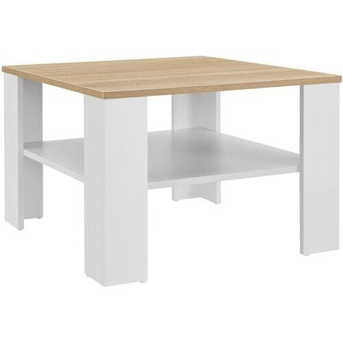 Tweedekans Houten Salontafel - 60 x 60 cm - Wit / Houtkleur - 2 Niveaus Tweedehands