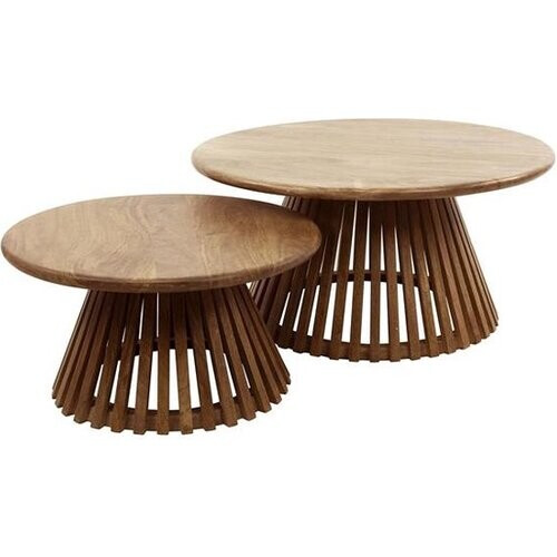 Tweedekans Hoyz - Salontafel Tweak - Massief Mango - Zandkleur - Set van 2 Tweedehands