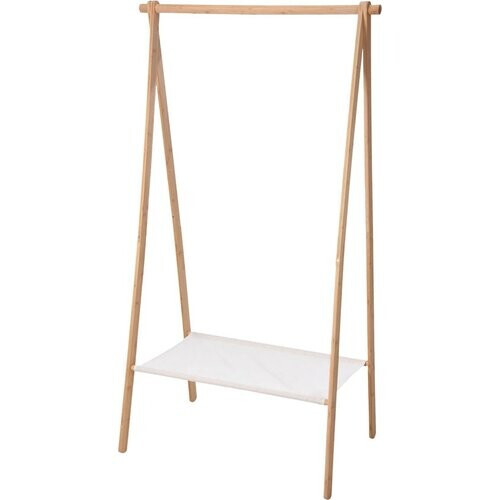 Tweedekans H&S Collection Kledingrek met plank - bamboe- lichtbruin/wit Tweedehands